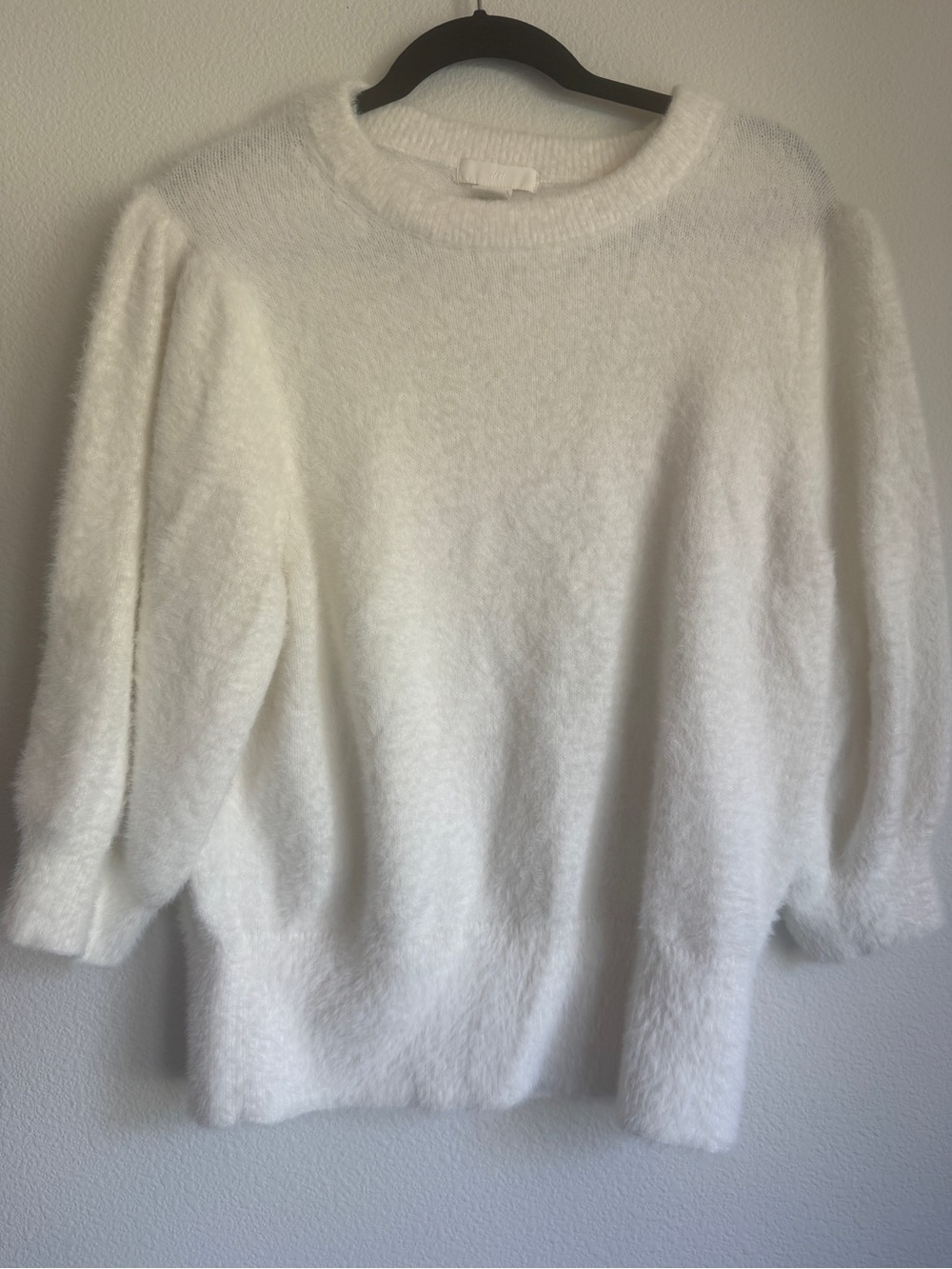 H&M Cream Fuzzy Crewneck Sweater